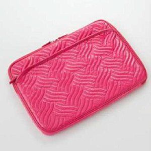 Pink Quilted Patent Laptop Tablet Sleeve w Pocket